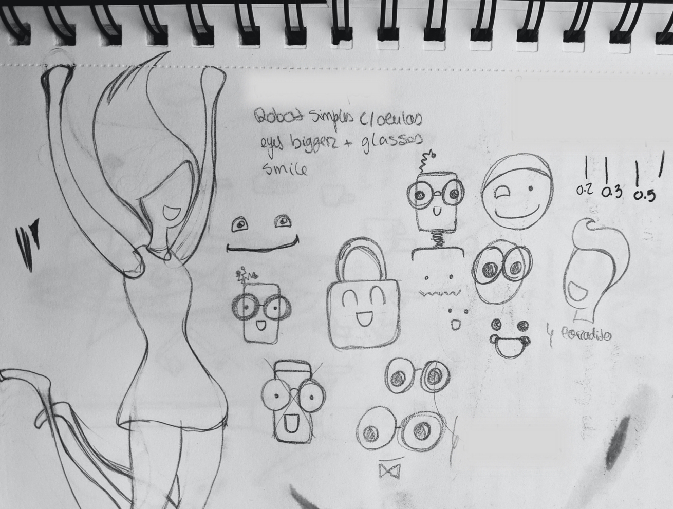 sketches of ideas for the avatar