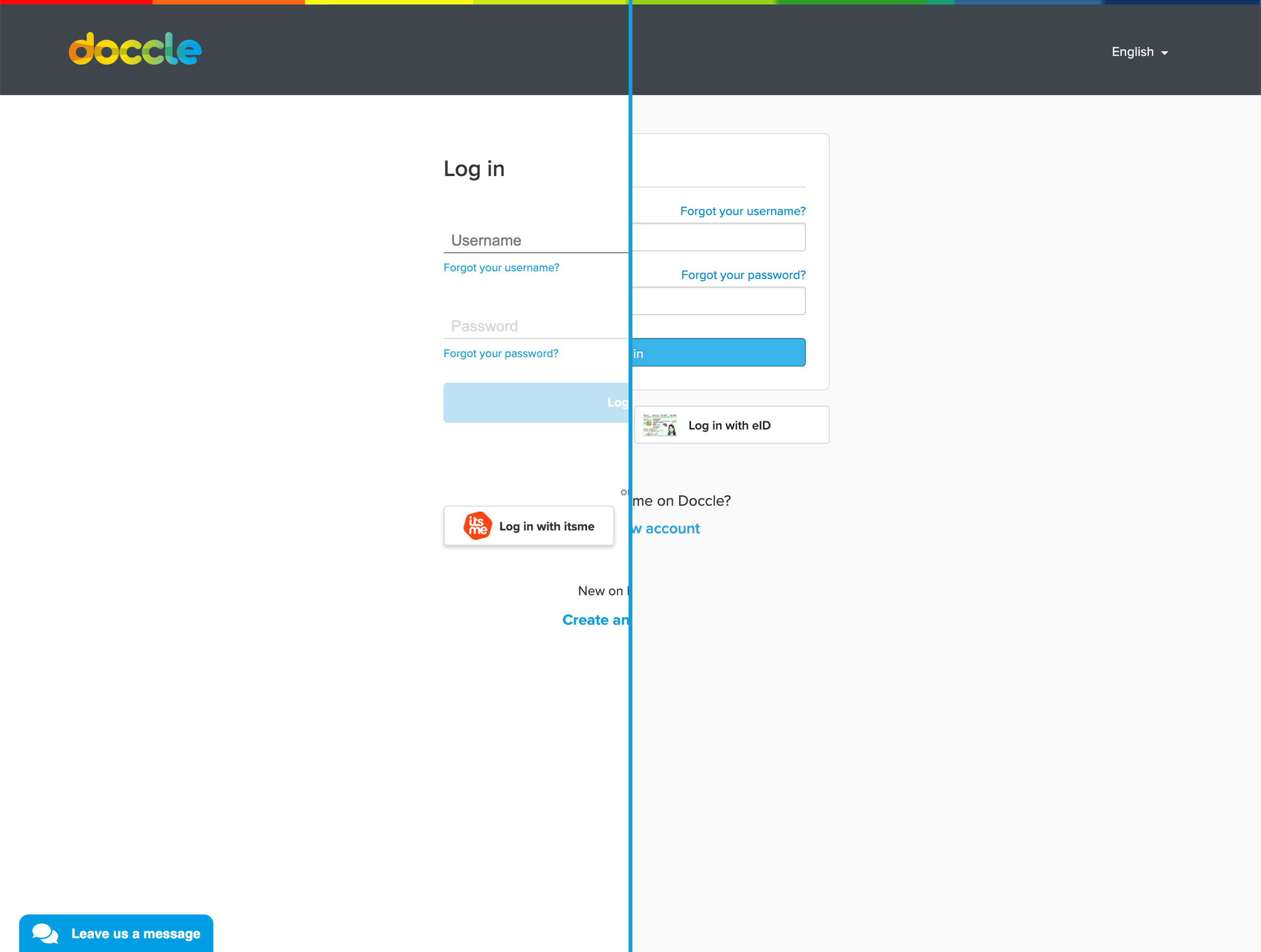 image split in two vertically. Left side shows the current log in page and the right side shows the previous version.